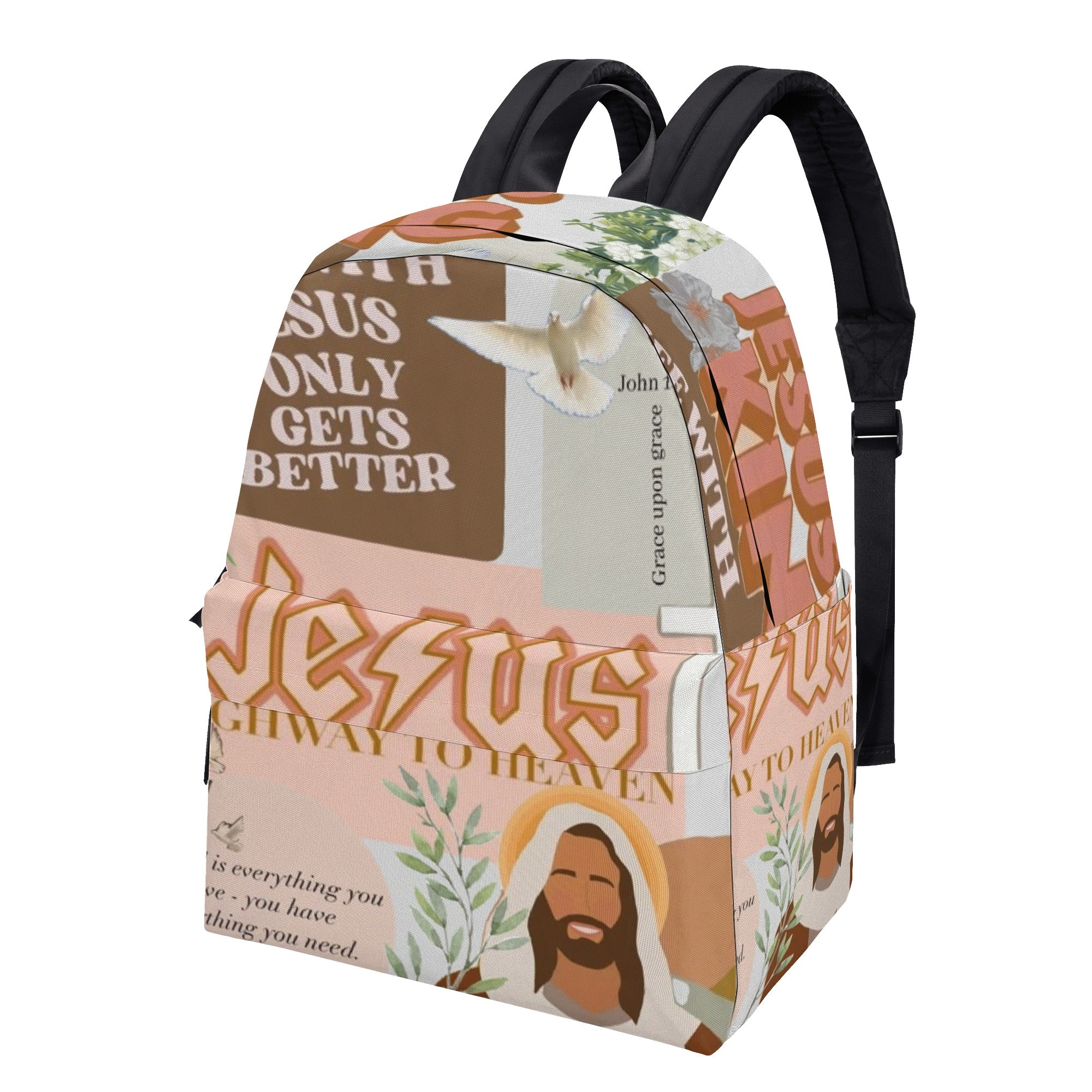 Highway to Heaven Backpack, Jesus Christian Backpack, Inspirational Faith Bag, Bible Verse Scripture Backpack.PLAF28